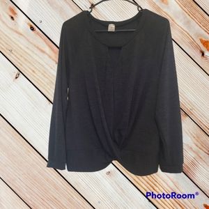 I Joah charcoal womens long sleeve shirt with keyhole detail size large